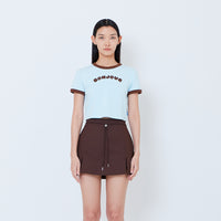Women Graphic Cropped Top - Light Blue - SW2603069B
