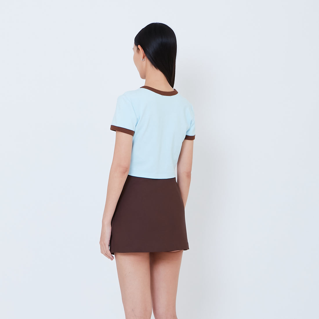 Women Graphic Cropped Top - Light Blue - SW2603069B