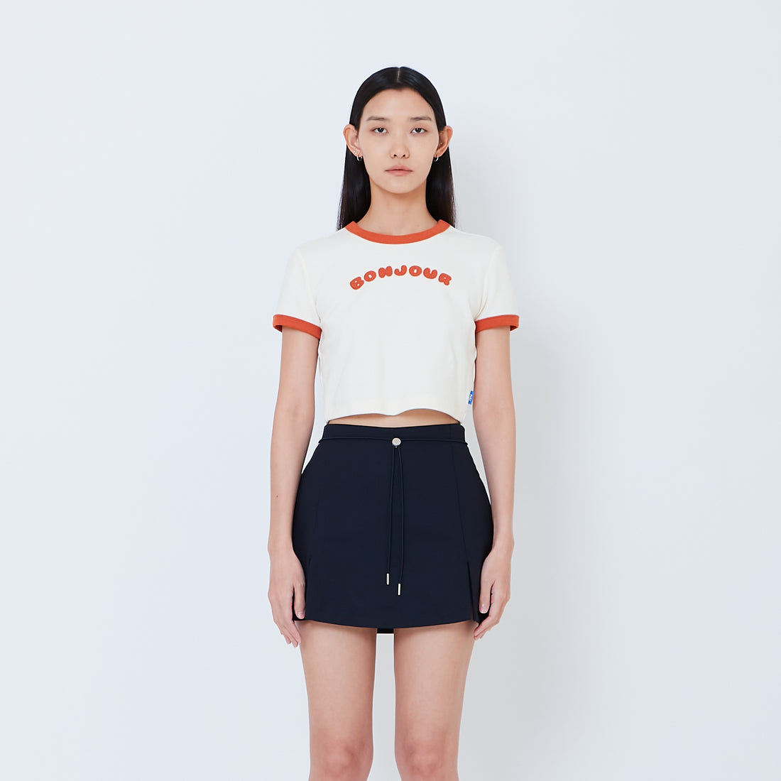 Women Graphic Cropped Top - Off White - SW2603069A