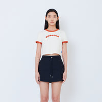 Women Graphic Cropped Top - Off White - SW2603069A