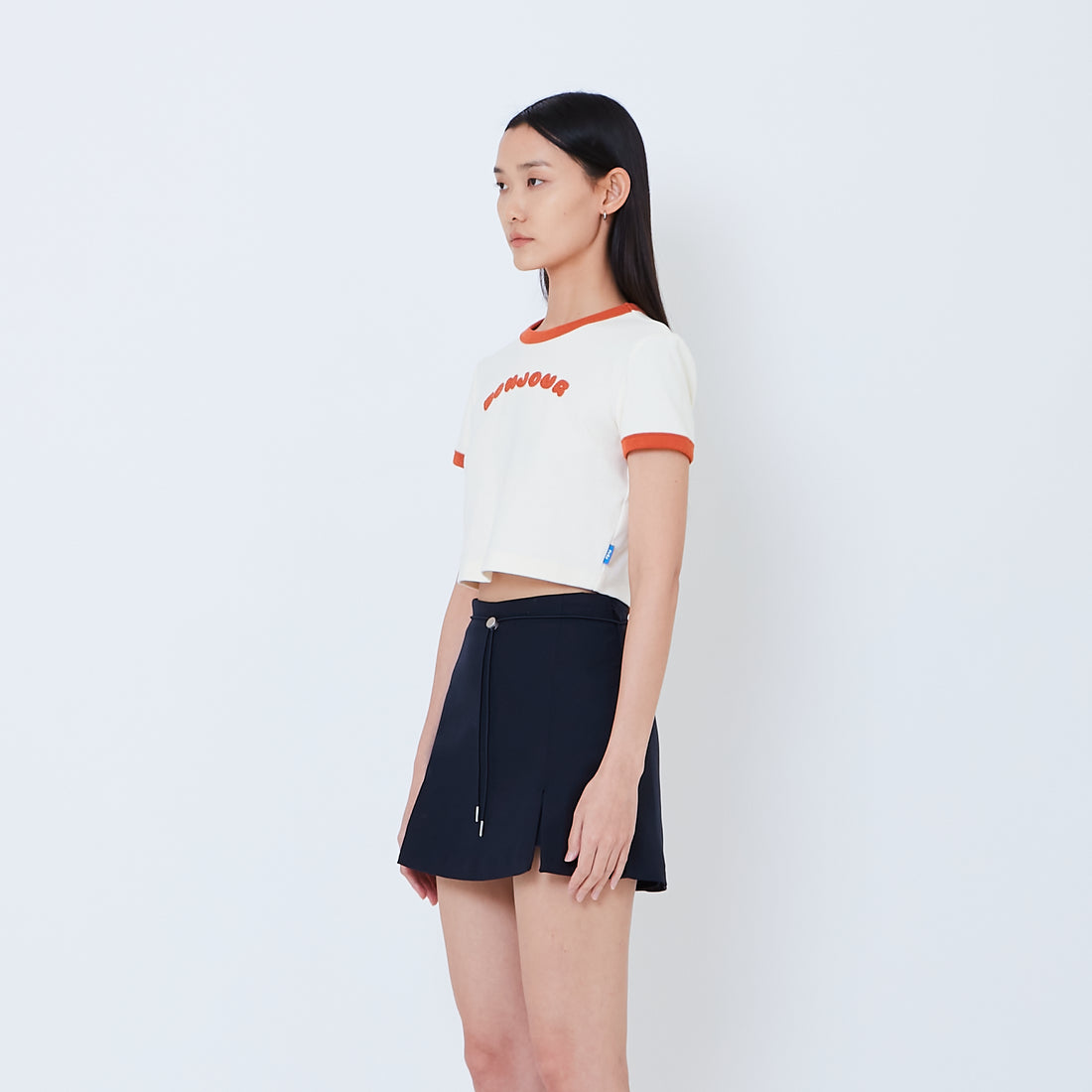 Women Graphic Cropped Top - Off White - SW2603069A