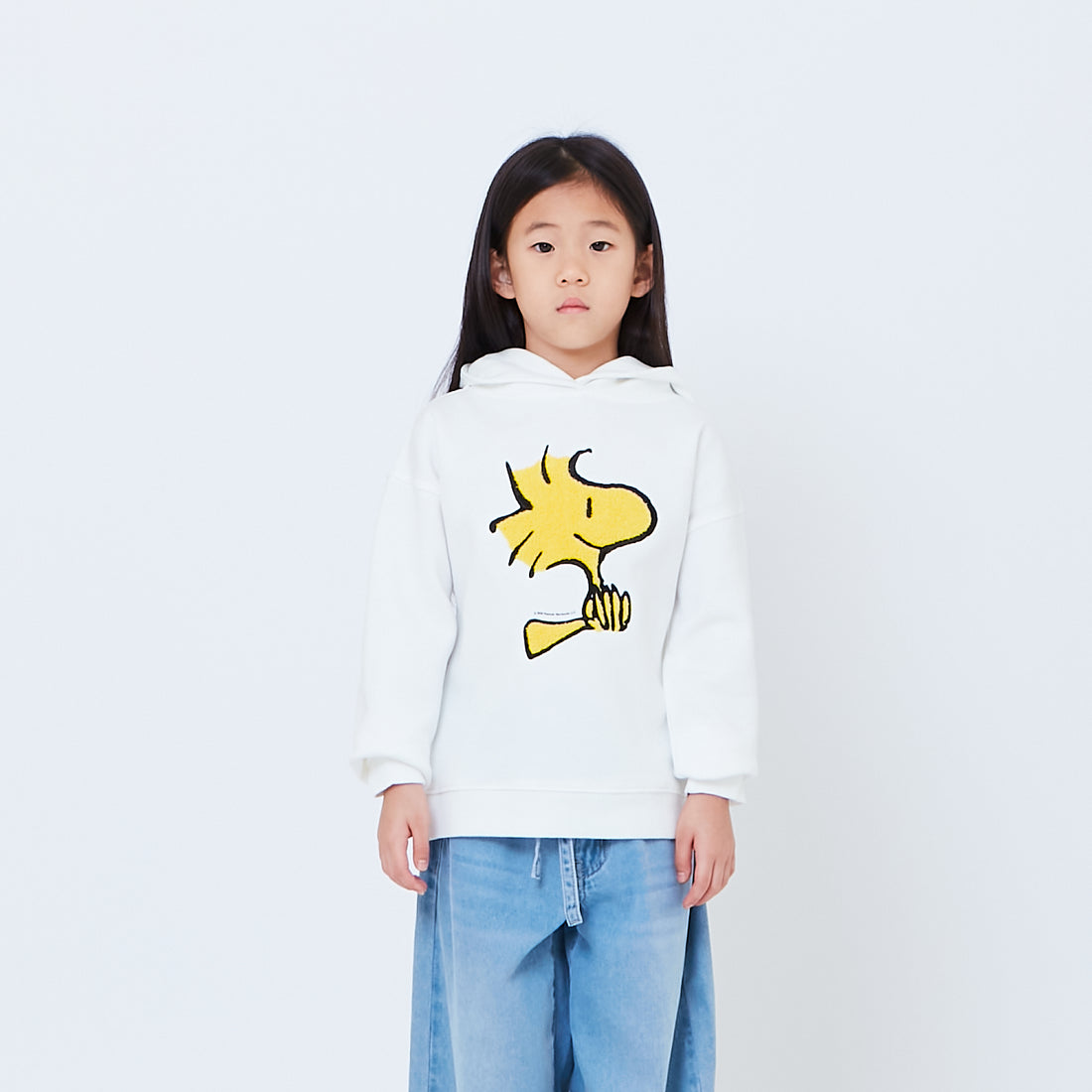 Peanuts Kids Embroidery Oversized Hoodie - Off White - PK2605009A