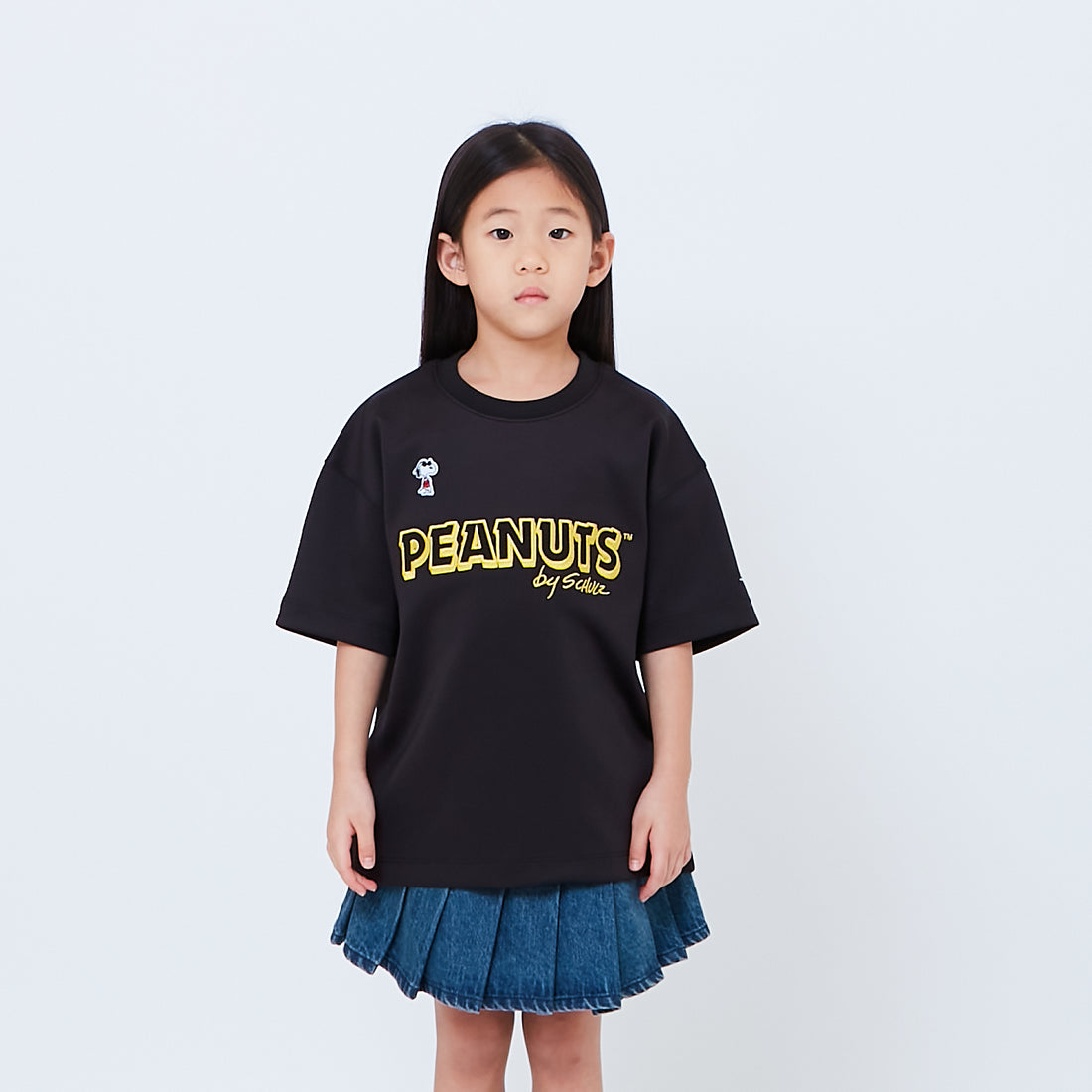 Peanuts Kids Printed Oversized Jersey Tee - Black - PK2605003C