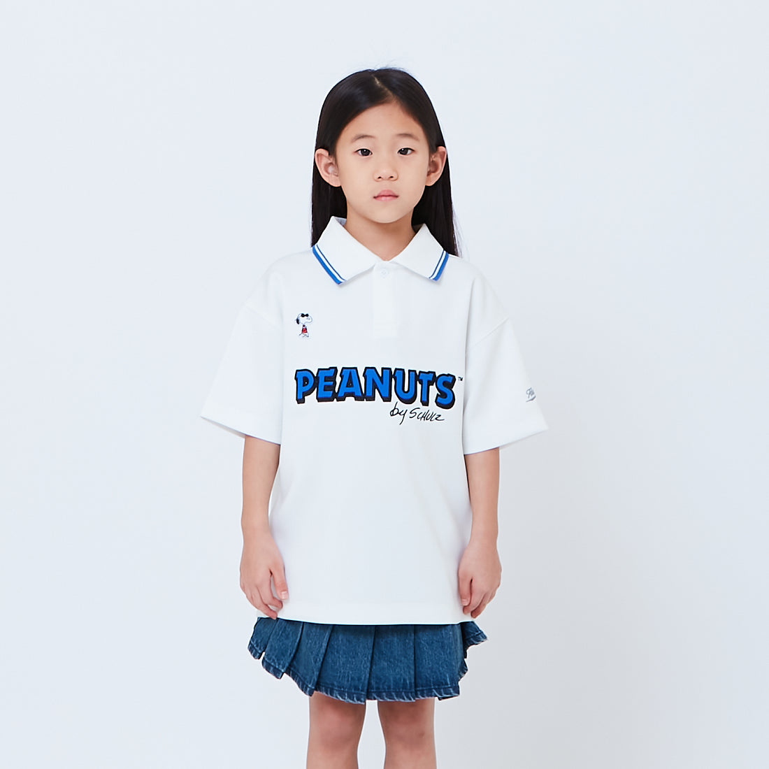 Peanuts Kids Printed Oversized Jersey Polo Tee - Off White - PK2605004A