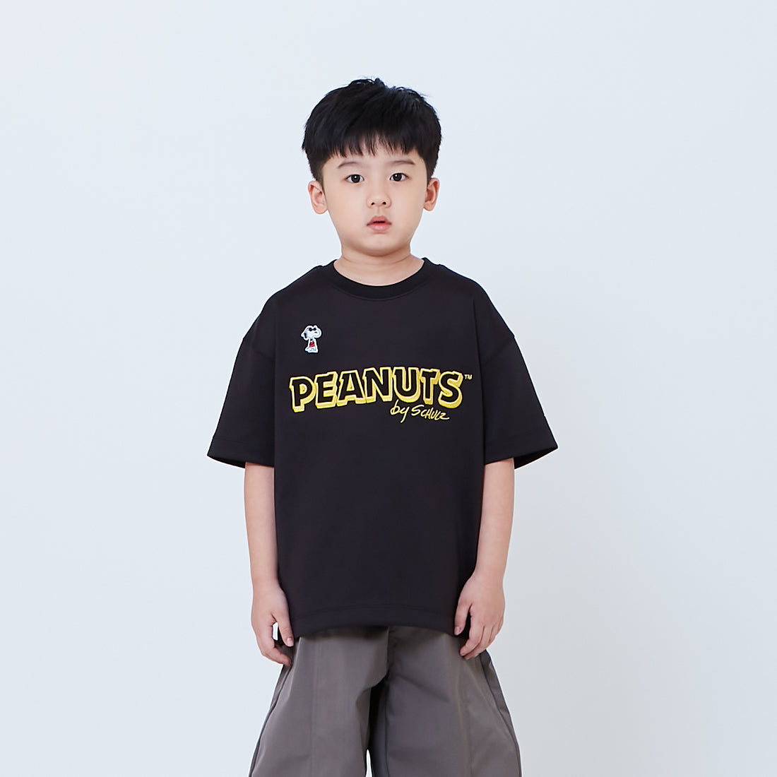 Peanuts Kids Printed Oversized Jersey Tee - Black - PK2605003C