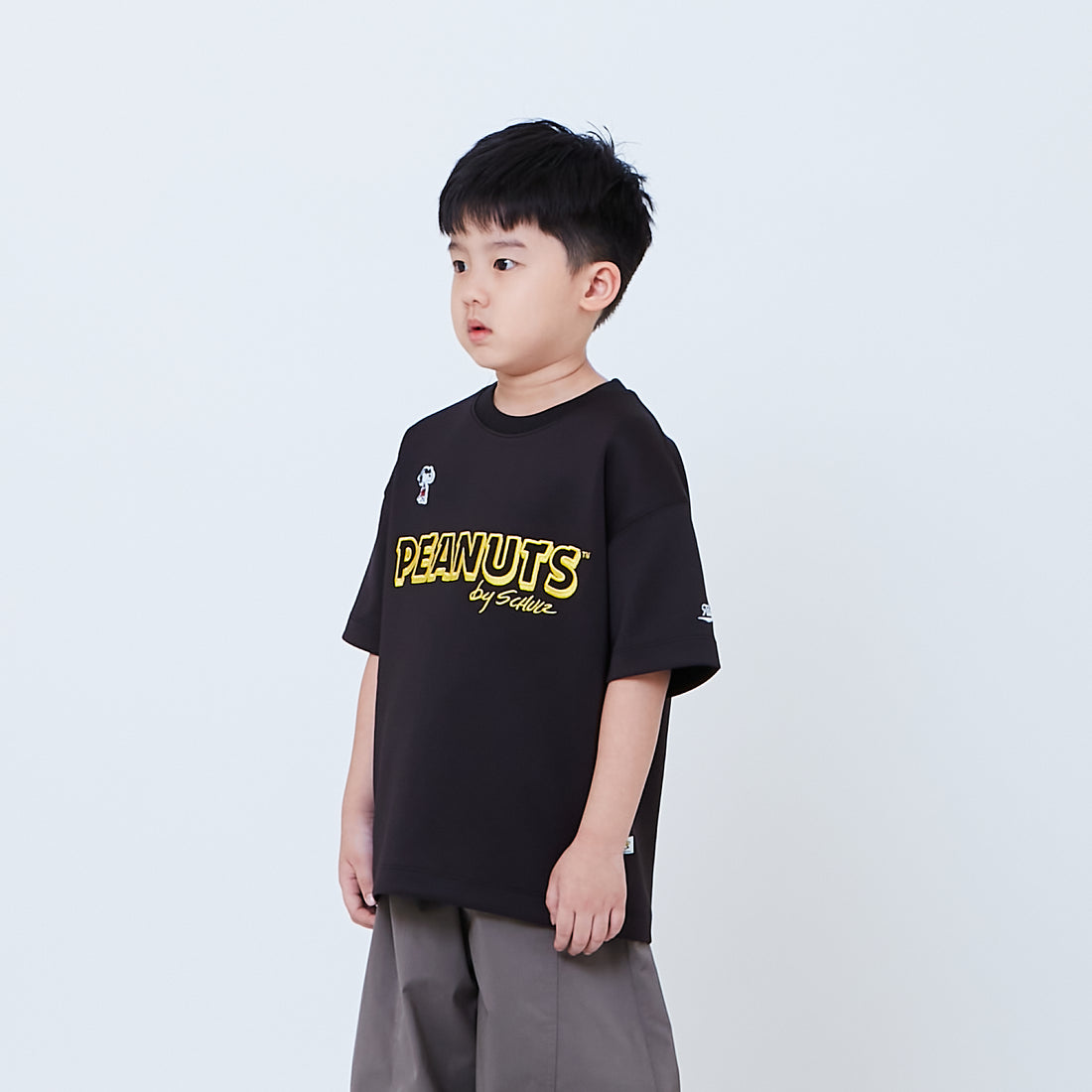 Peanuts Kids Printed Oversized Jersey Tee - Black - PK2605003C
