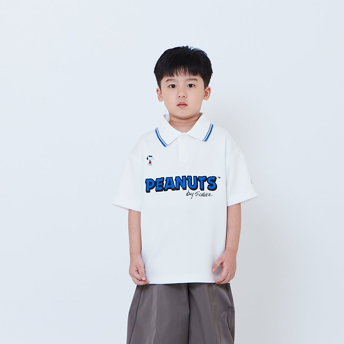 Peanuts Kids Printed Oversized Jersey Polo Tee - Off White - PK2605004A