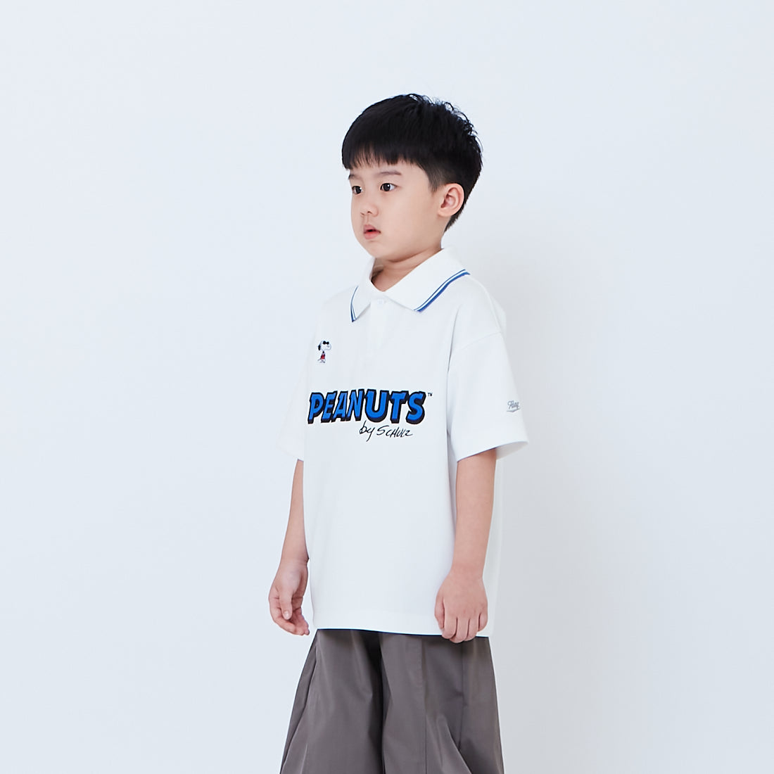 Peanuts Kids Printed Oversized Jersey Polo Tee - Off White - PK2605004A