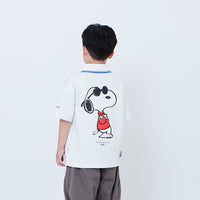 Peanuts Kids Printed Oversized Jersey Polo Tee - Off White - PK2605004A