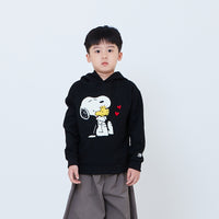 Peanuts Kids Embroidery Oversized Hoodie - Black - PK2605009B