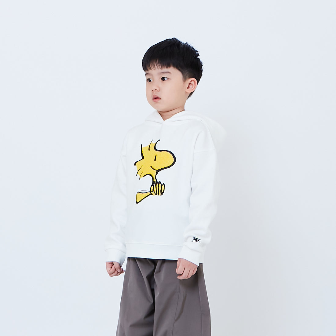 Peanuts Kids Embroidery Oversized Hoodie - Off White - PK2605009A