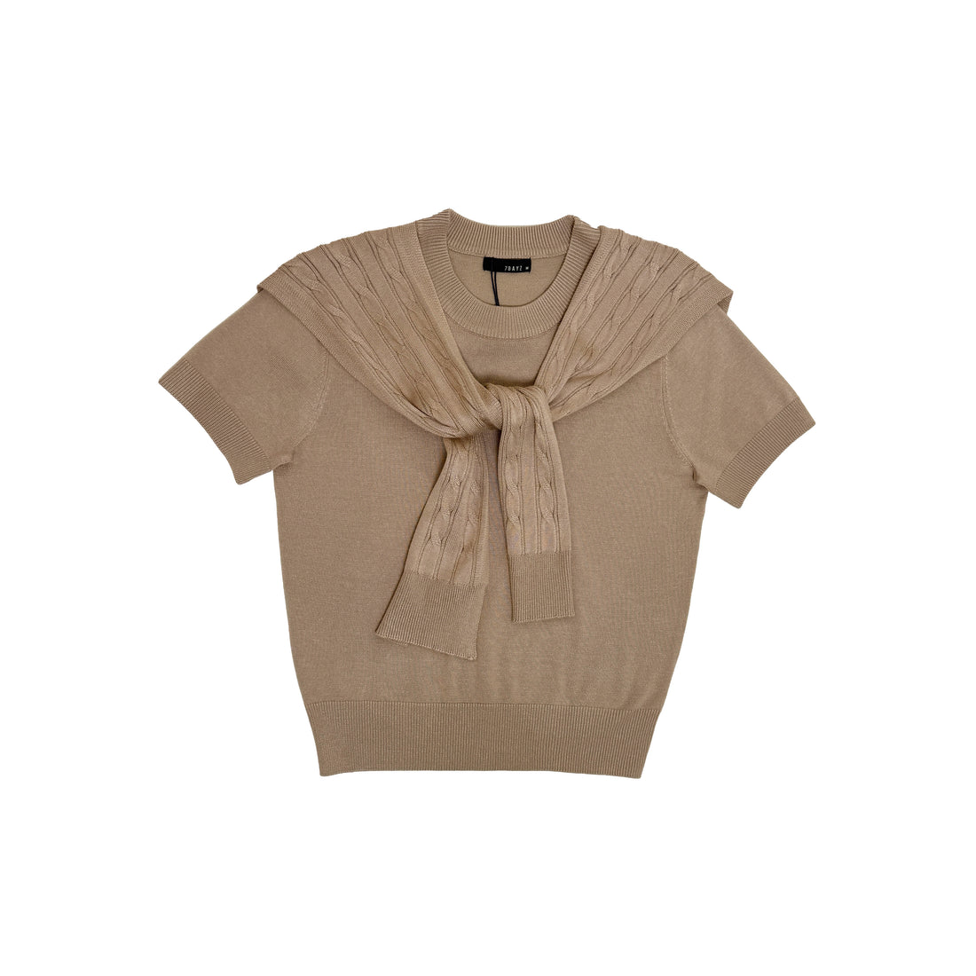 Women 2-in-1 Cable Knit Top - Khaki - SW2605108B