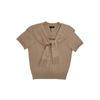Women 2-in-1 Cable Knit Top - Khaki - SW2605108B