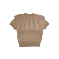 Women 2-in-1 Cable Knit Top - Khaki - SW2605108B