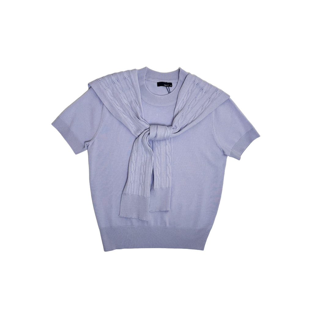 Women 2-in-1 Cable Knit Top - Purple - SW2605108A