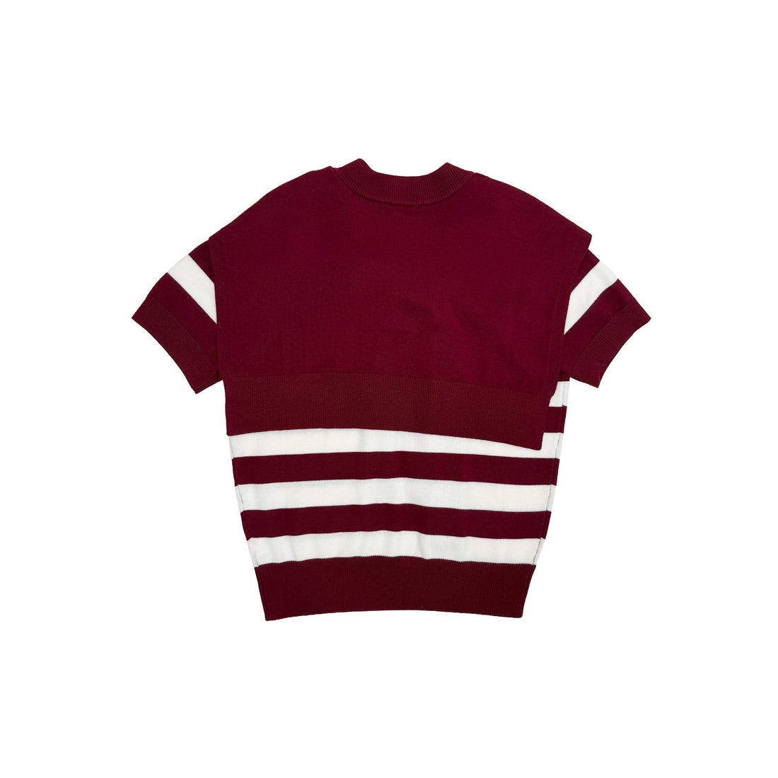 Women Striped 2-in-1 Knit Top - Maroon - SW2605109A