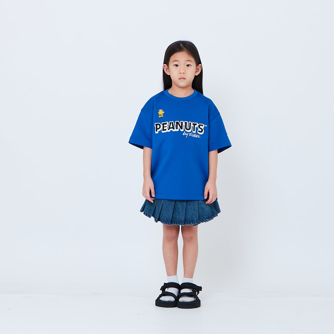 Peanuts Kids Printed Oversized Jersey Tee - Blue - PK2605003B