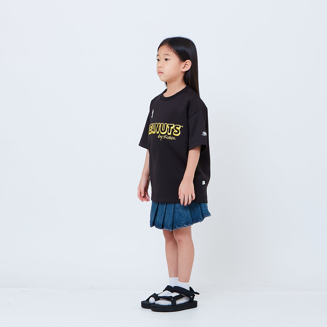 Peanuts Kids Printed Oversized Jersey Tee - Black - PK2605003C