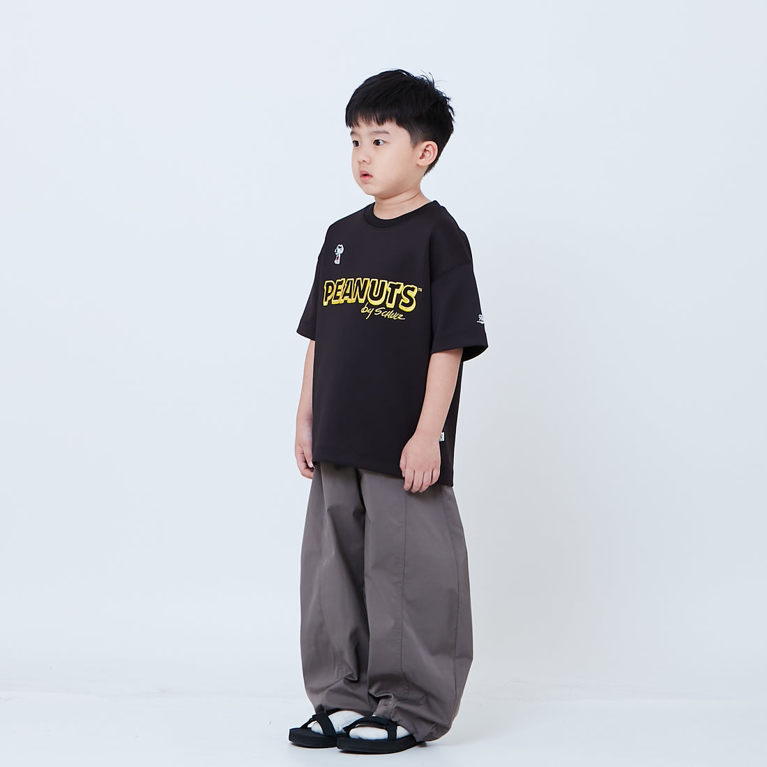 Peanuts Kids Printed Oversized Jersey Tee - Black - PK2605003C