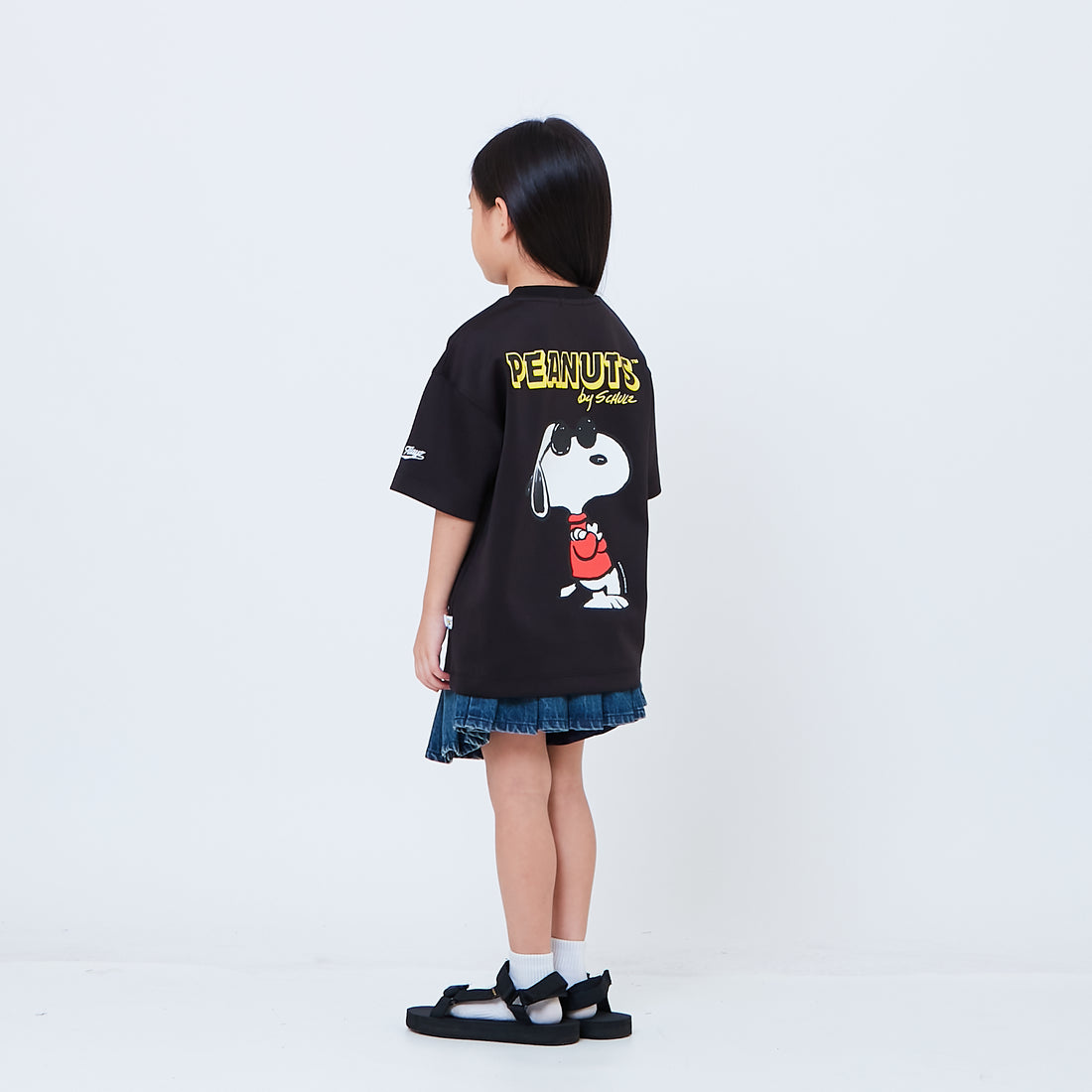 Peanuts Kids Printed Oversized Jersey Tee - Black - PK2605003C