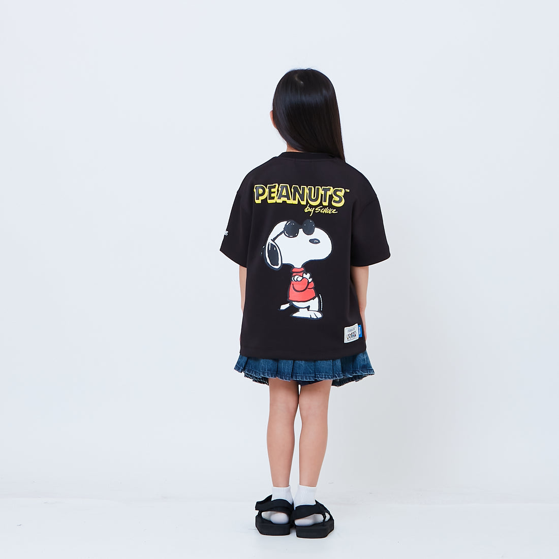 Peanuts Kids Printed Oversized Jersey Tee - Black - PK2605003C