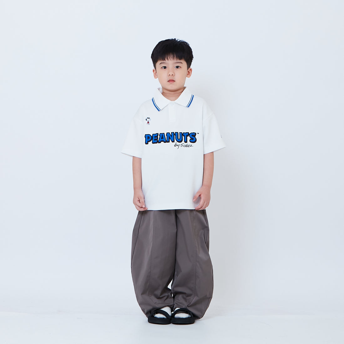 Peanuts Kids Printed Oversized Jersey Polo Tee - Off White - PK2605004A