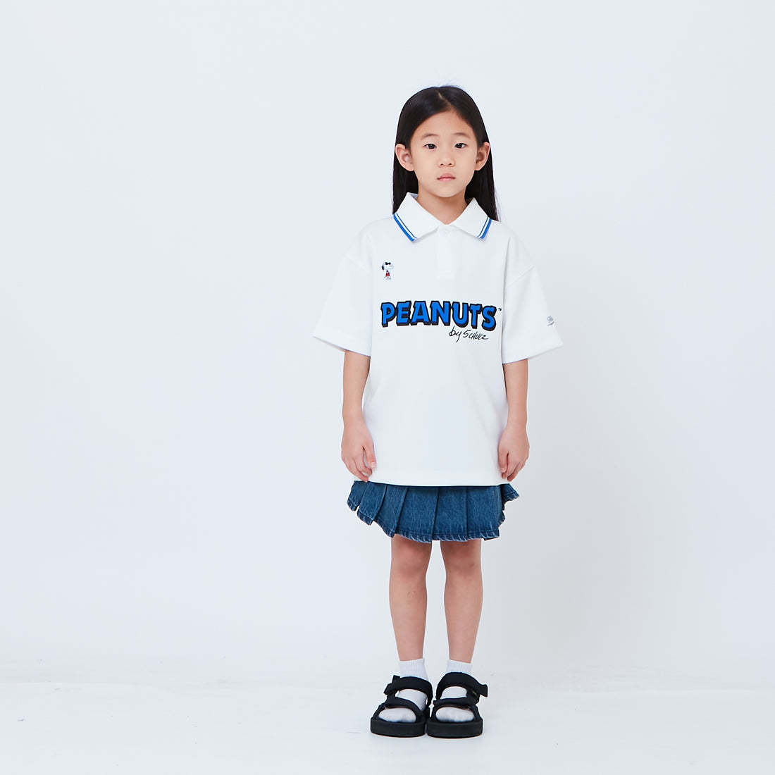 Peanuts Kids Printed Oversized Jersey Polo Tee - Off White - PK2605004A