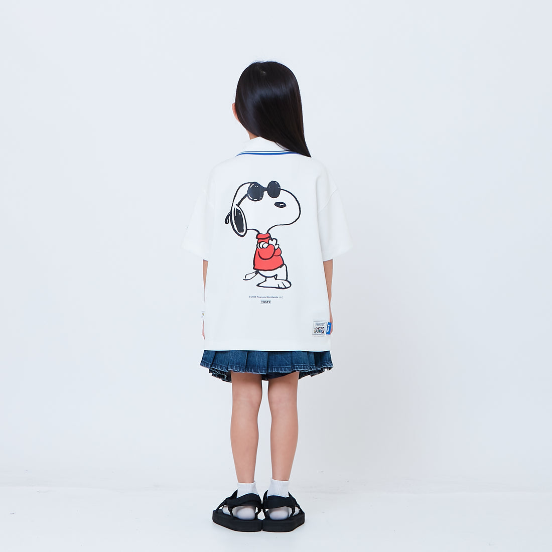 Peanuts Kids Printed Oversized Jersey Polo Tee - Off White - PK2605004A