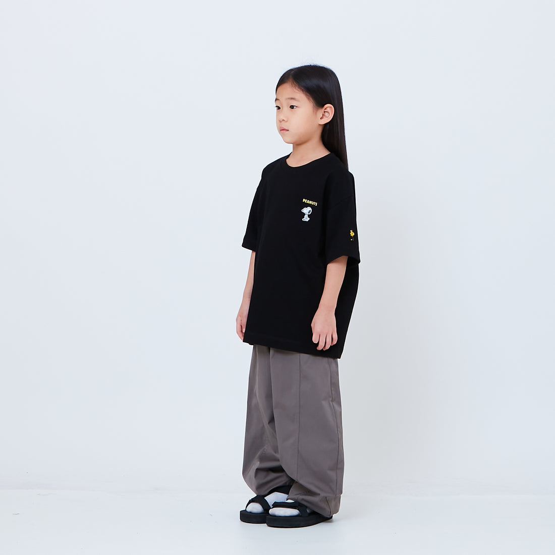 Peanuts Kids Embroidery Tee - Black - PK2605007D