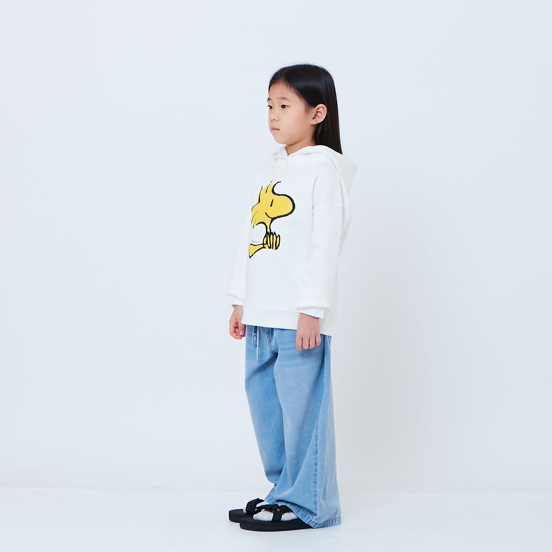 Peanuts Kids Embroidery Oversized Hoodie - Off White - PK2605009A