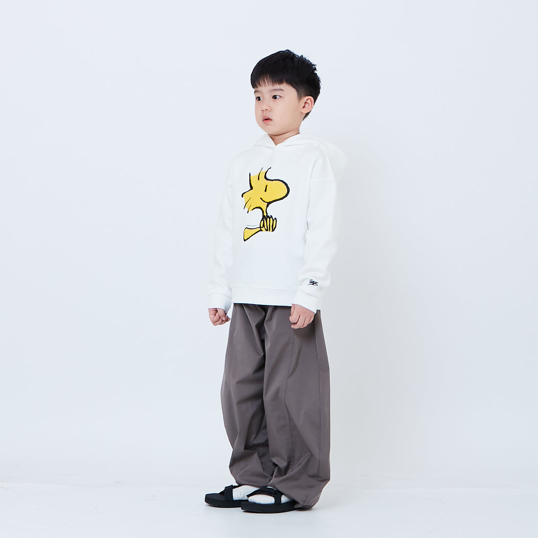 Peanuts Kids Embroidery Oversized Hoodie - Off White - PK2605009A