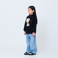 Peanuts Kids Embroidery Oversized Hoodie - Black - PK2605009B
