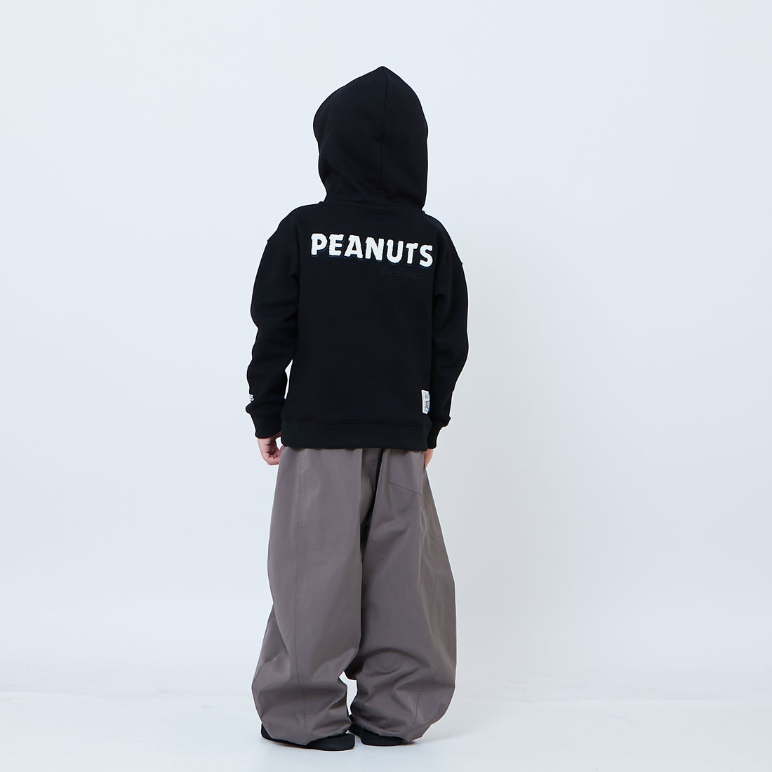 Peanuts Kids Embroidery Oversized Hoodie - Black - PK2605009B