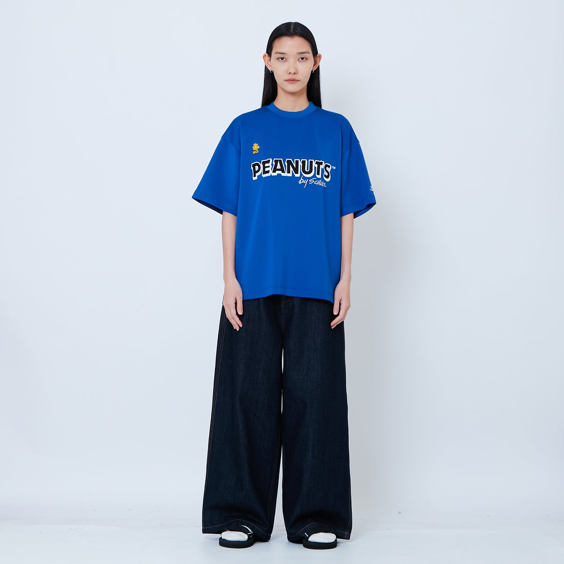 Peanuts Gender Neutral Printed Oversized Jersey Tee - Blue - PU2605003B