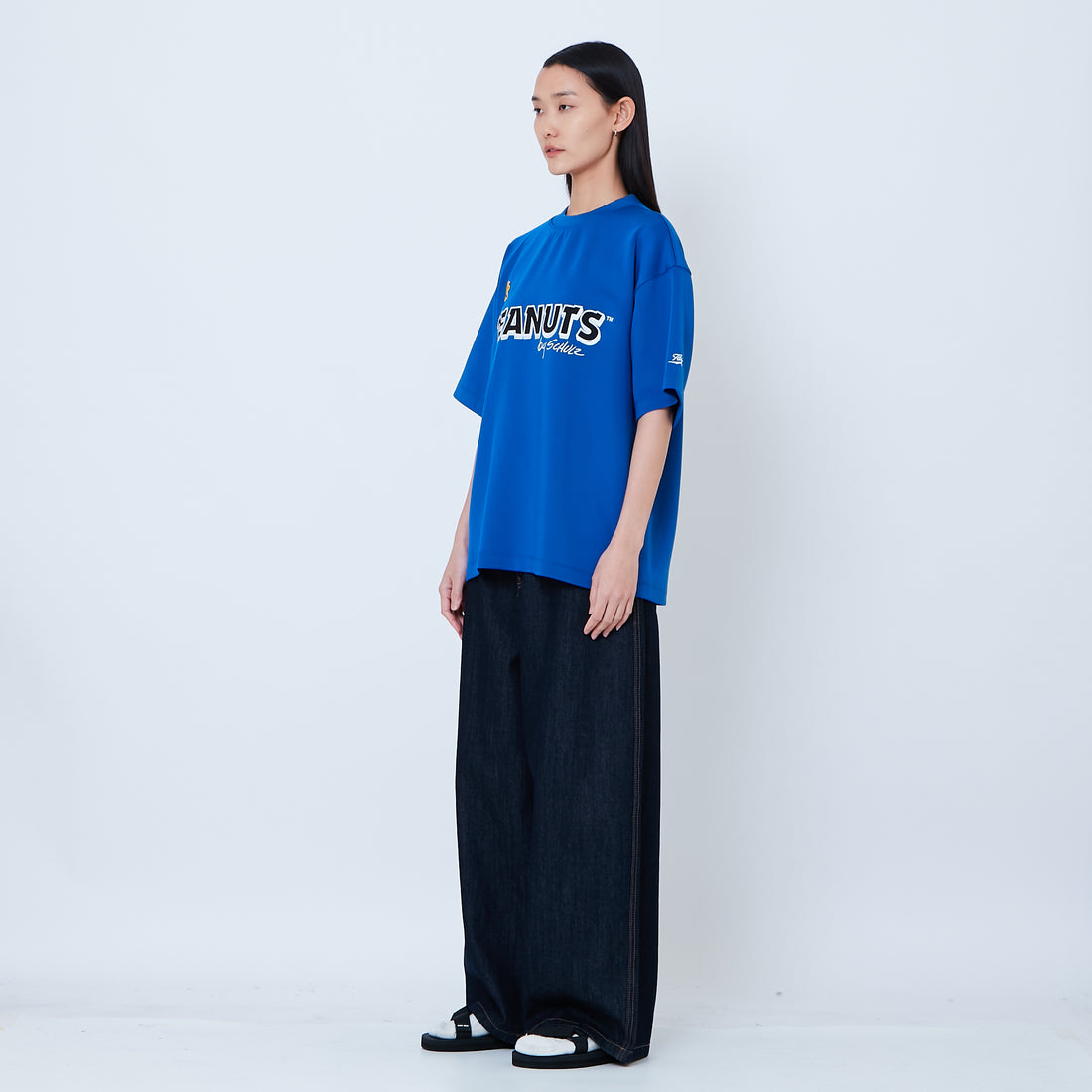 Peanuts Gender Neutral Printed Oversized Jersey Tee - Blue - PU2605003B