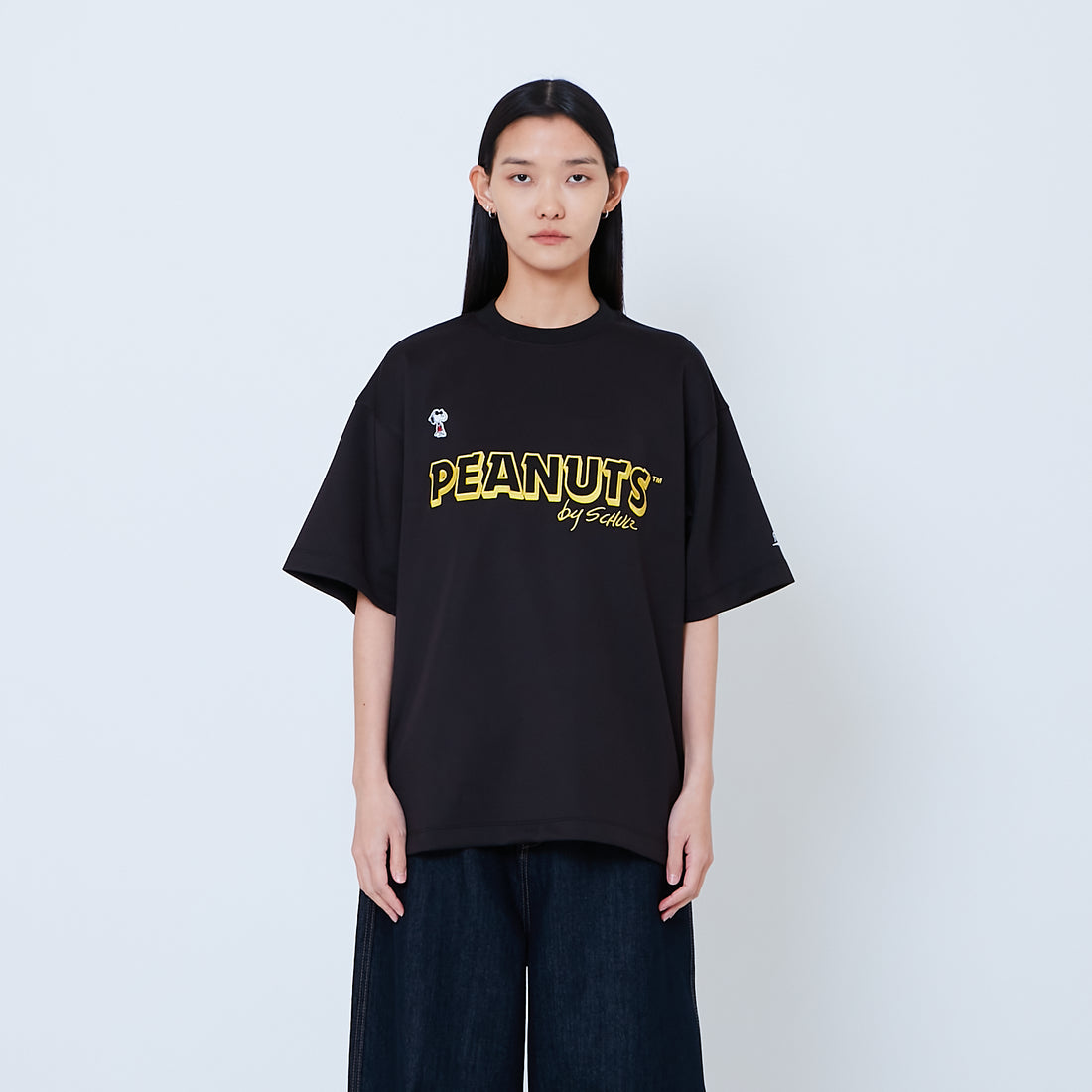 Peanuts Gender Neutral Printed Oversized Jersey Tee - Black - PU2605003D