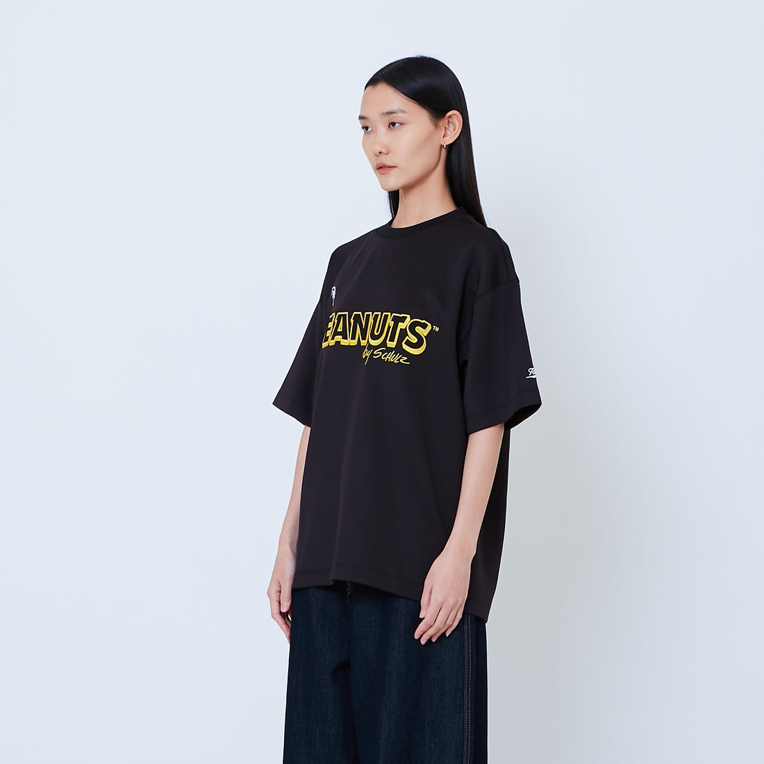 Peanuts Gender Neutral Printed Oversized Jersey Tee - Black - PU2605003D