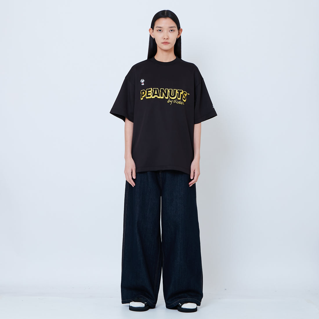 Peanuts Gender Neutral Printed Oversized Jersey Tee - Black - PU2605003D