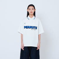 Peanuts Gender Neutral Printed Oversized Jersey Polo Tee - Off White - PU2605004A
