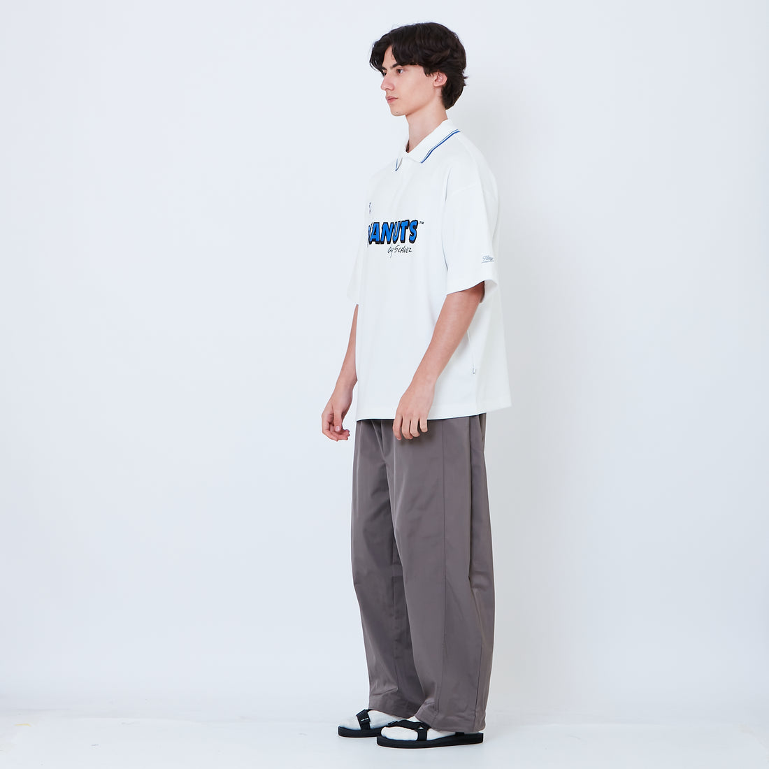 Peanuts Gender Neutral Printed Oversized Jersey Polo Tee - Off White - PU2605004A