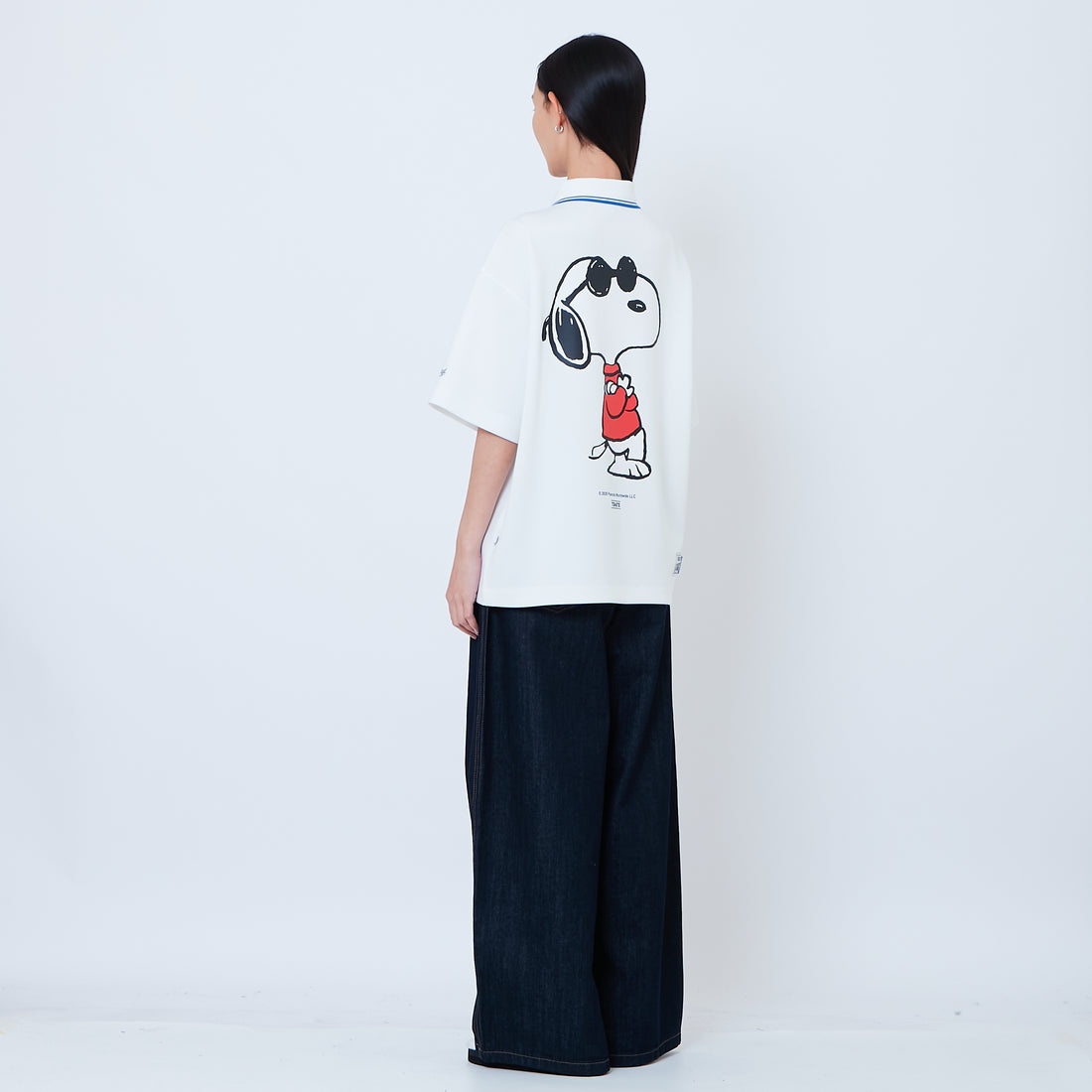 Peanuts Gender Neutral Printed Oversized Jersey Polo Tee - Off White - PU2605004A