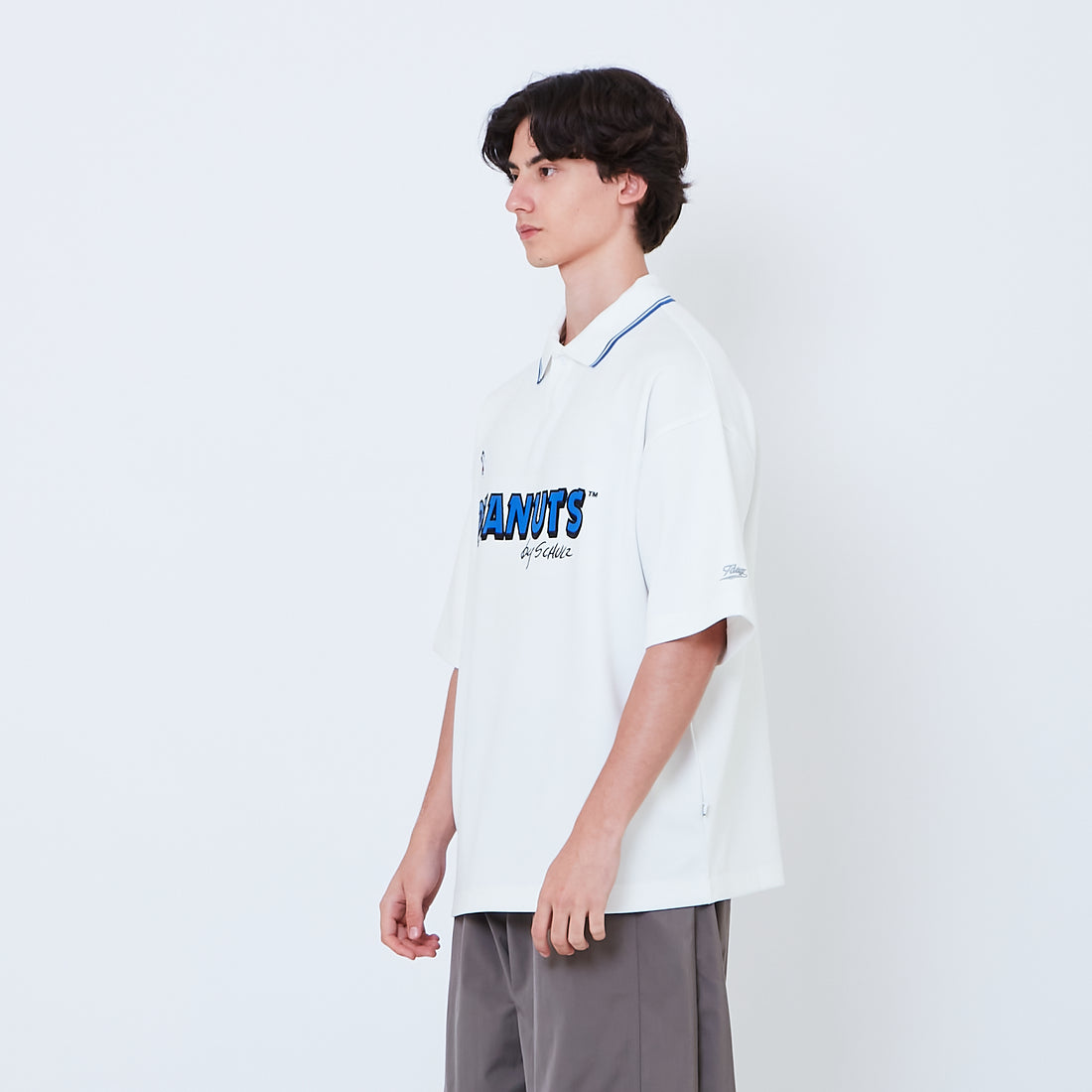 Peanuts Gender Neutral Printed Oversized Jersey Polo Tee - Off White - PU2605004A