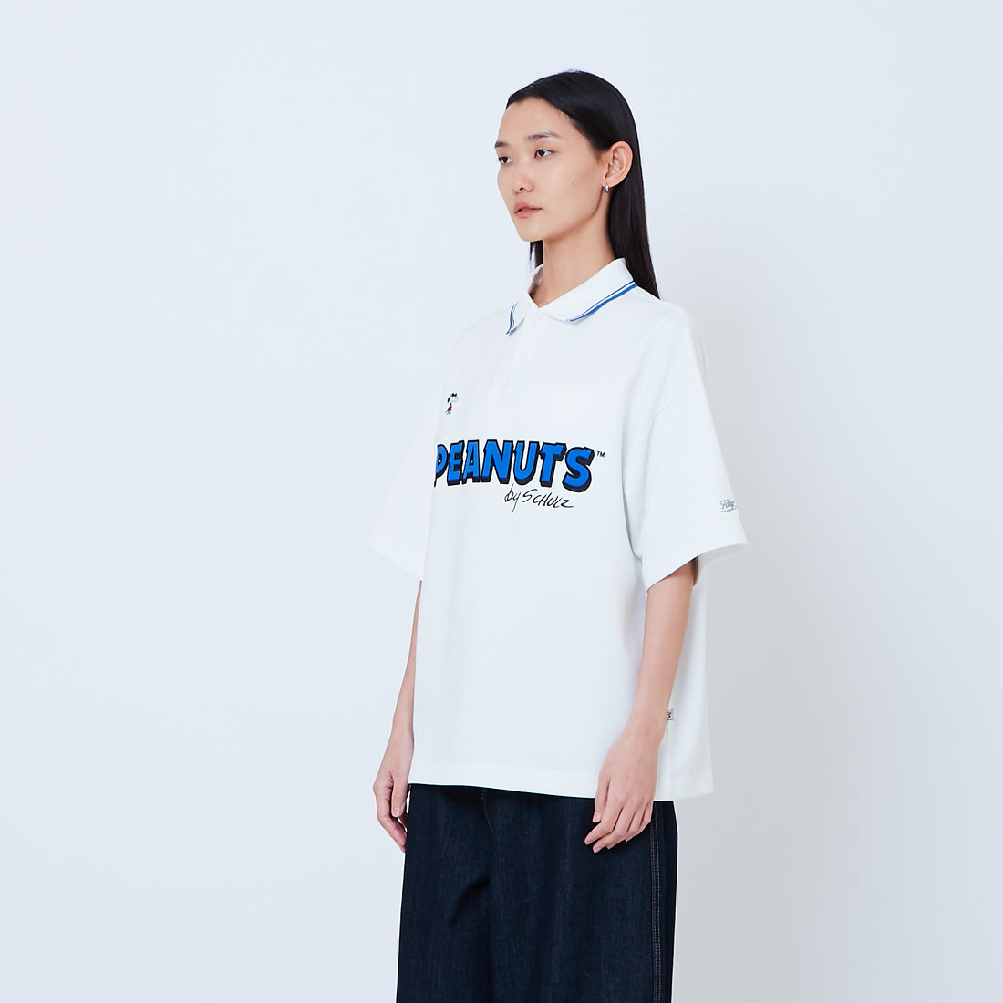 Peanuts Gender Neutral Printed Oversized Jersey Polo Tee - Off White - PU2605004A