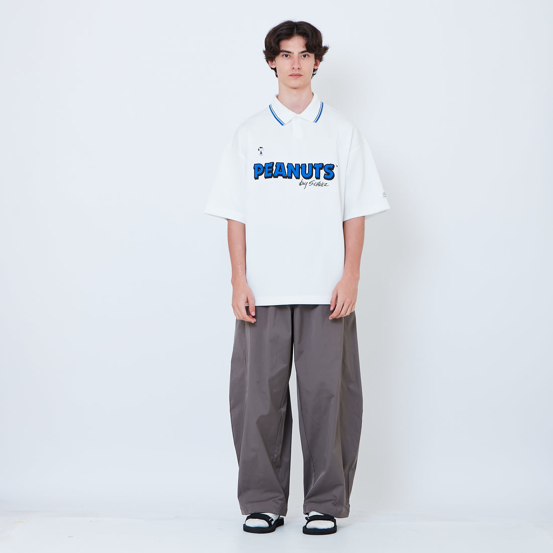 Peanuts Gender Neutral Printed Oversized Jersey Polo Tee - Off White - PU2605004A