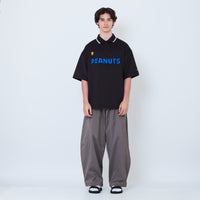 Peanuts Gender Neutral Printed Oversized Jersey Polo Tee - Black - PU2605004B