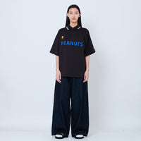 Peanuts Gender Neutral Printed Oversized Jersey Polo Tee - Black - PU2605004B