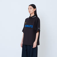 Peanuts Gender Neutral Printed Oversized Jersey Polo Tee - Black - PU2605004B