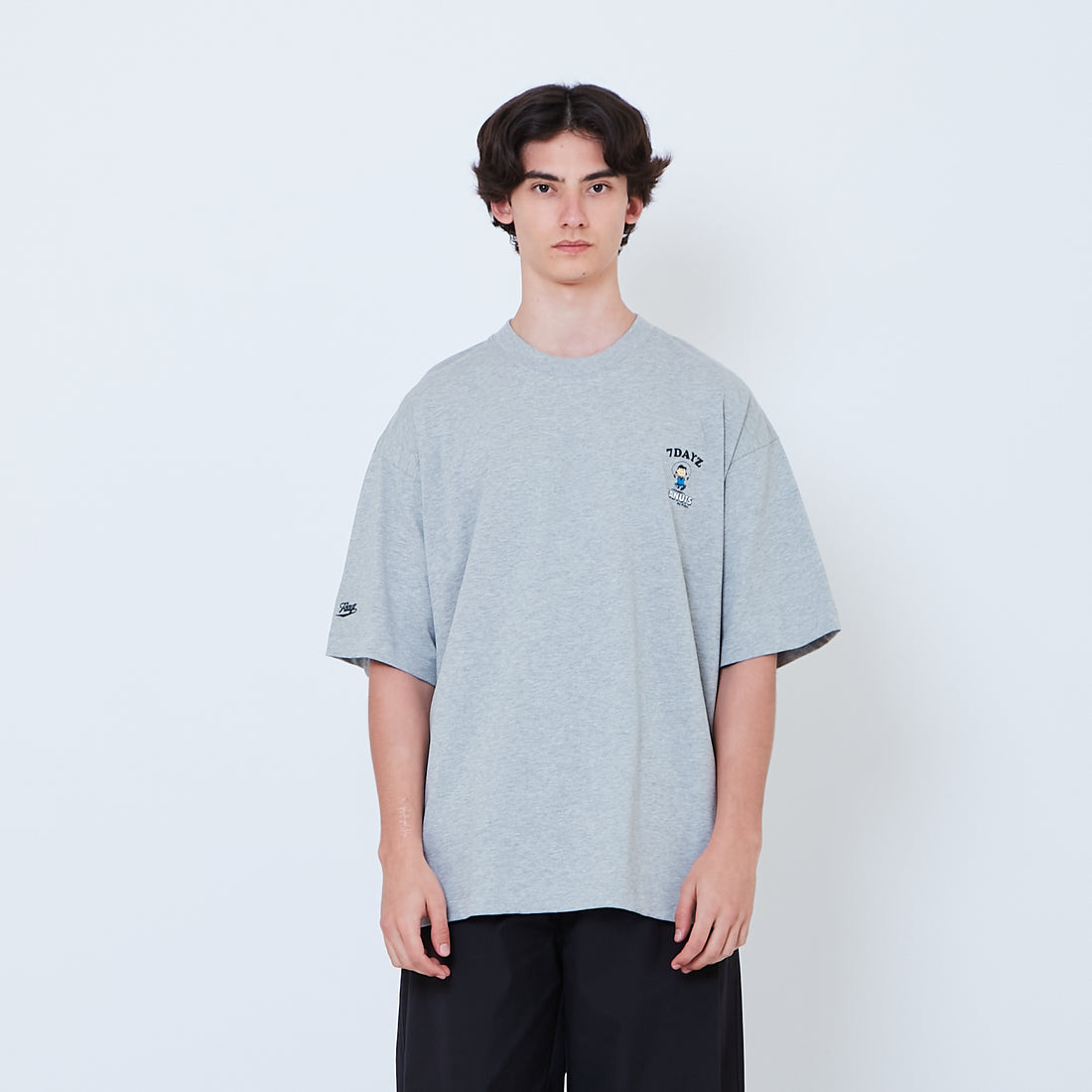 Peanuts Gender Neutral Embroidery Tee - Melange Grey - PU2605006C