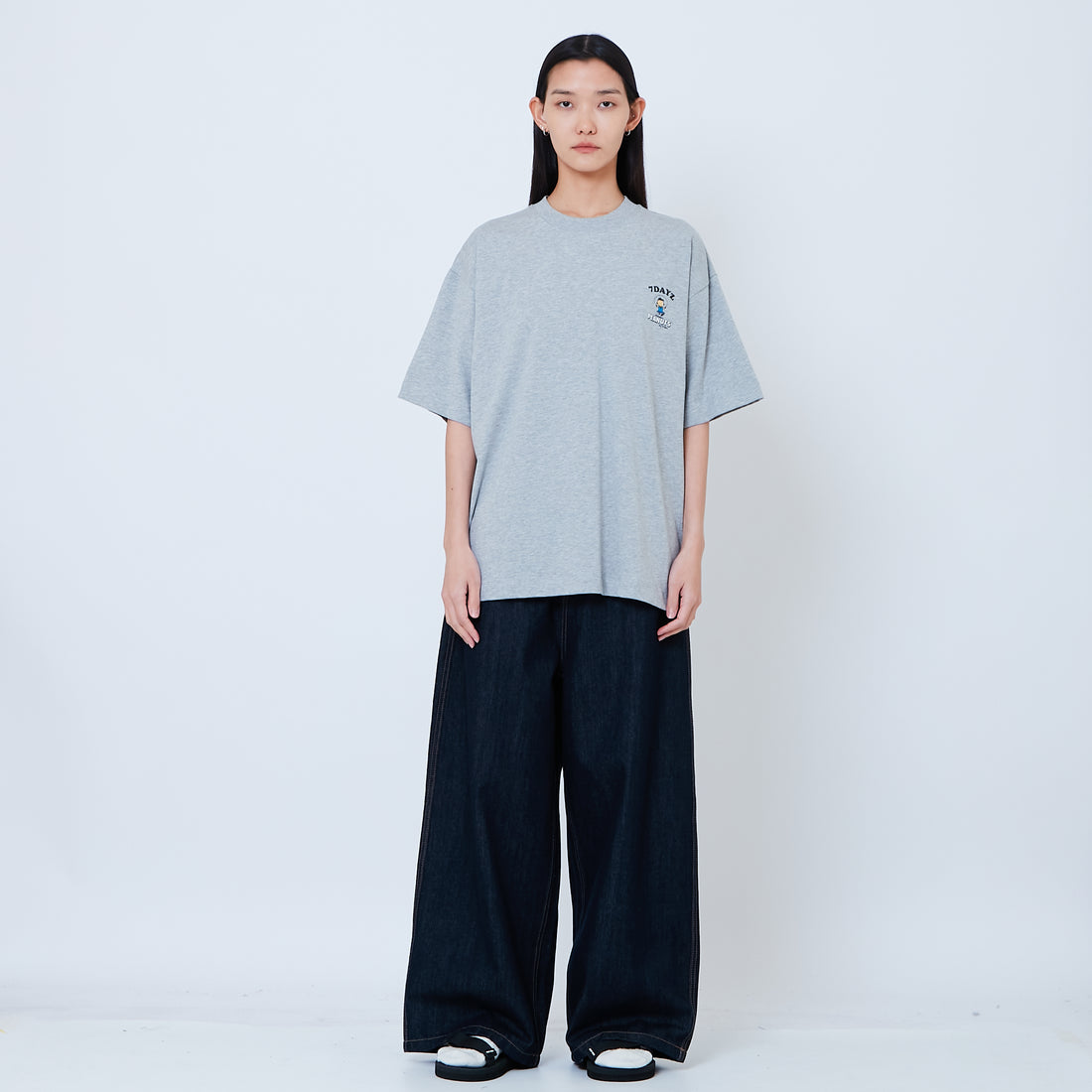 Peanuts Gender Neutral Embroidery Tee - Melange Grey - PU2605006C