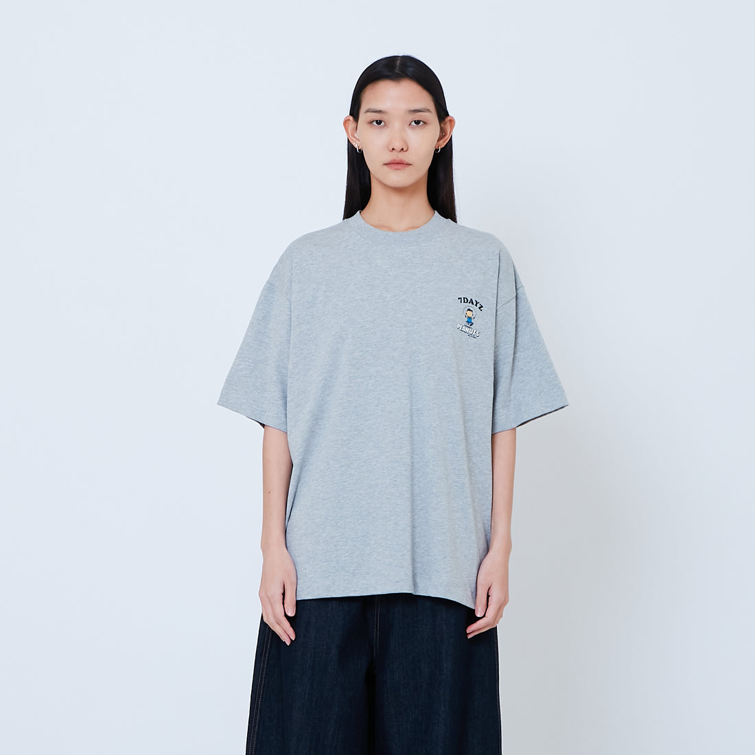 Peanuts Gender Neutral Embroidery Tee - Melange Grey - PU2605006C